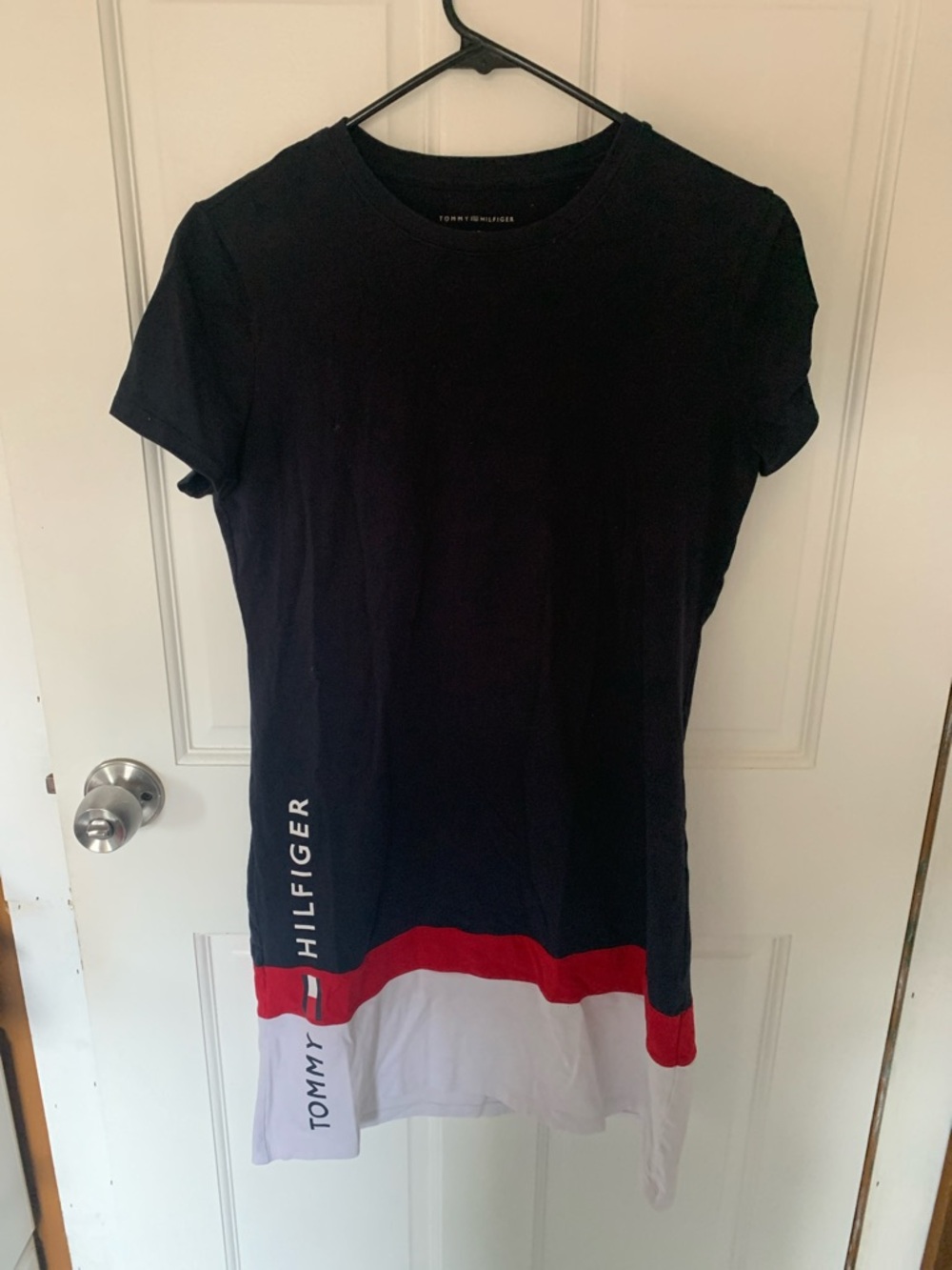 Tommy Hilfiger Navy Dress with Red & White Hem Stripe